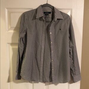 Lauren by Ralph Lauren Blue and White Striped Shirt size M